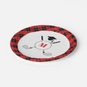 Red Plaid Golf Themed Graduation Party Pappteller (Schrägansicht)
