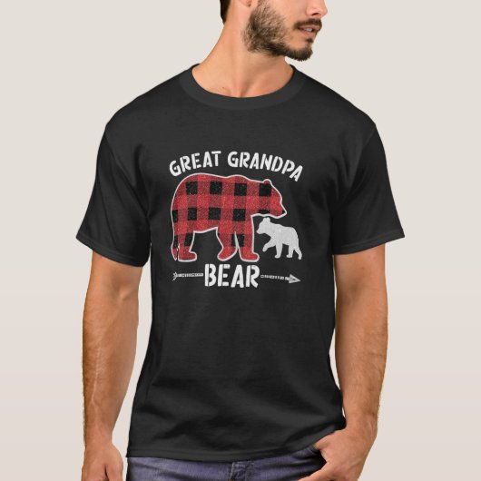 Red Plaid Great Grandpa Bear Buffalo Christmas Paj T-Shirt (Vorderseite)