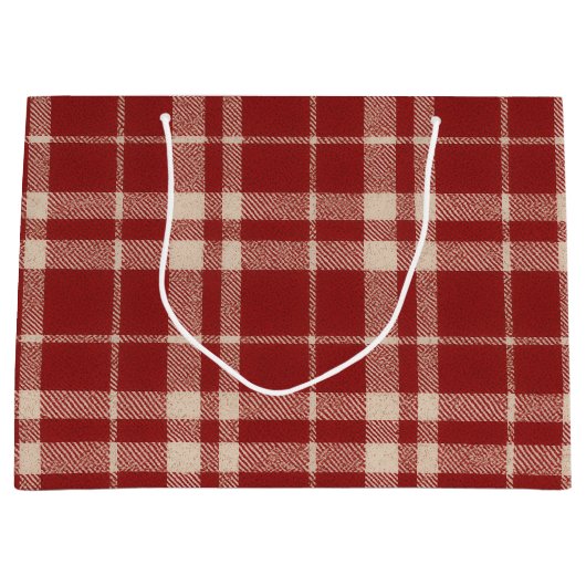 Red Plaid Große Geschenktüte (Vorderseite)