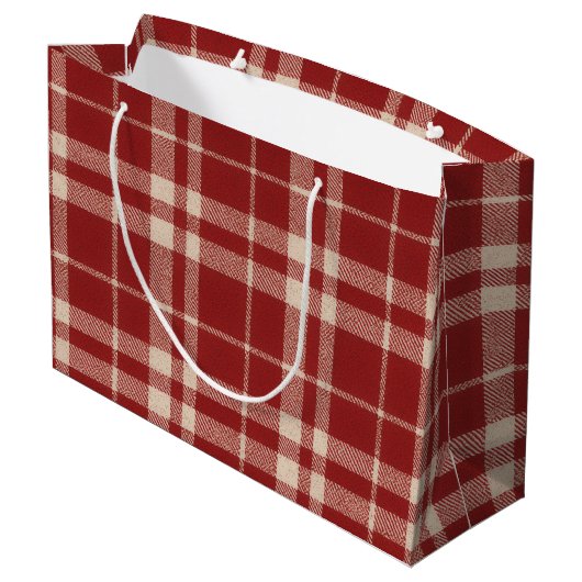 Red Plaid Große Geschenktüte (Rückseite Schrägansicht)