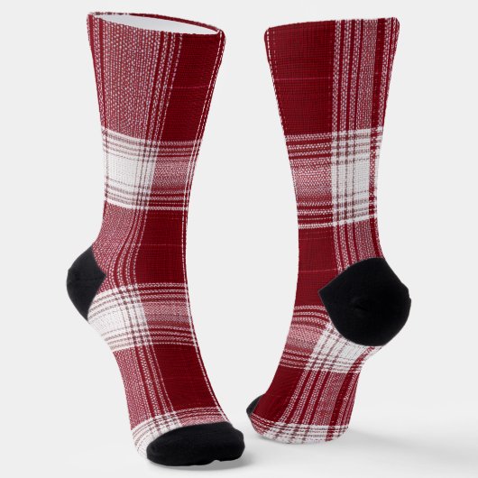 Red Plaid Holiday Socks – Warm Christmas Vibes Socken (Gewinkelt)