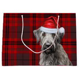 Red Plaid Irish Wolfhound Dog Lover Holiday Große Geschenktüte