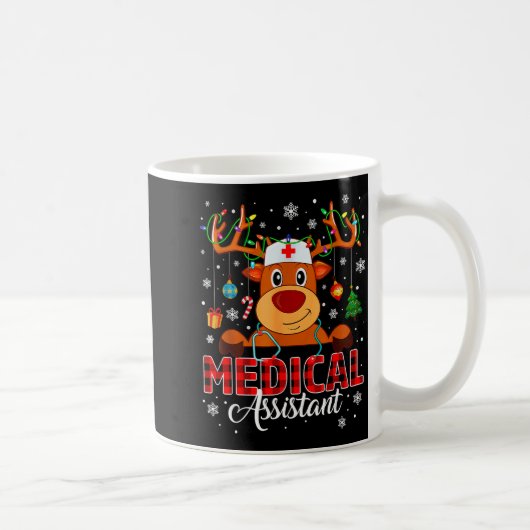 Red Plaid Medical Istant Nurse Reindeer Christmas Kaffeetasse (Rechts)