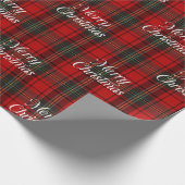 Red Plaid Merry Christmas Geschenkpapier (Ecke)