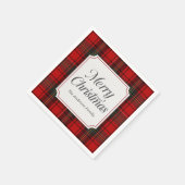 Red Plaid Merry Christmas Serviette (Ecke)