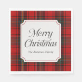 Red Plaid Merry Christmas Serviette (Vorderseite)