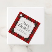 Red Plaid Merry Christmas Square Geschenkanhänger (Beispiel)