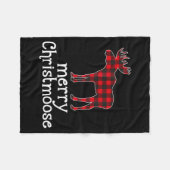 Red Plaid Merry Christmoose Christmas Moose Lovers Fleecedecke (Vorderseite (Horizontal))
