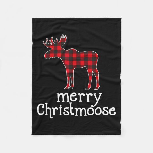 Red Plaid Merry Christmoose Christmas Moose Lovers Fleecedecke (Vorderseite)