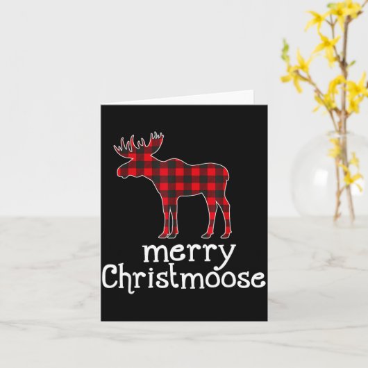 Red Plaid Merry Christmoose Christmas Moose Lovers Karte (Gelbe Blume)