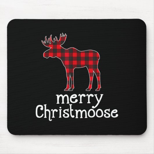 Red Plaid Merry Christmoose Christmas Moose Lovers Mousepad (Vorne)