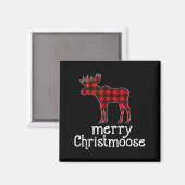 Red Plaid Merry Christmoose Christmas T Shirt Moos Magnet (Vorderseite/Rückseite)