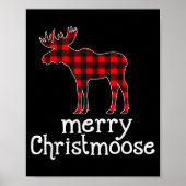 Red Plaid Merry Christmoose Christmas T Shirt Moos Poster (Vorne)