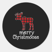 Red Plaid Merry Christmoose Christmas T Shirt Moos Runder Aufkleber (Vorderseite)