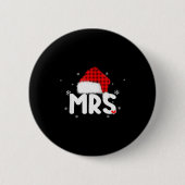 Red Plaid Mrs Claus Couples Matching Christmas Paj Button (Vorderseite)