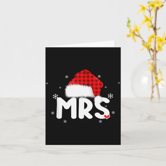 Red Plaid Mrs Claus Couples Matching Christmas Paj Karte (Gelbe Blume)