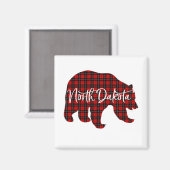Red Plaid North Dakota Bear Matching Pajama Magnet (Vorderseite/Rückseite)
