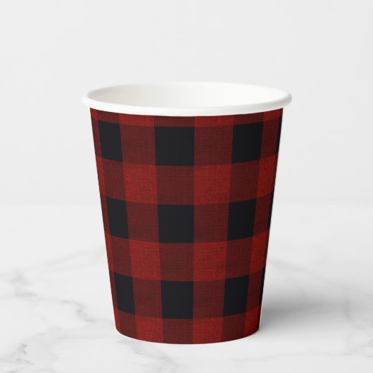 Red Plaid Pappbecher (Rückseite)