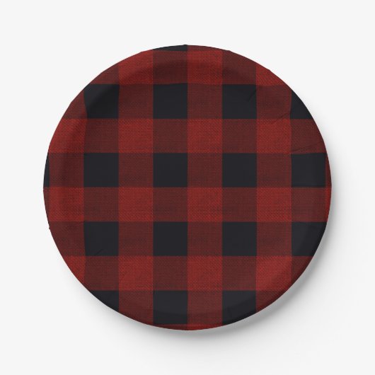 Red Plaid Pappteller (Vorderseite)