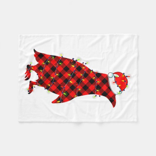 Red Plaid Penguin Christmas Lights Pajamas Adult K Fleecedecke (Vorderseite (Horizontal))