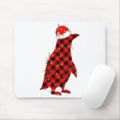 Red Plaid Penguin Christmas Lights Pajamas Adult K Mousepad (Mit Mouse)