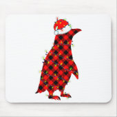Red Plaid Penguin Christmas Lights Pajamas Adult K Mousepad (Vorne)
