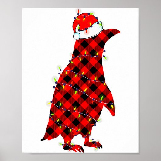 Red Plaid Penguin Christmas Lights Pajamas Adult K Poster (Vorne)