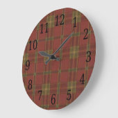 Red Plaid Round Clock Große Wanduhr (Winkel)