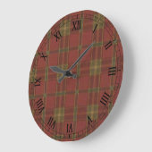 Red Plaid Round Roman Numerals Clock Große Wanduhr (Winkel)
