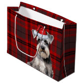 Red Plaid Schnauzer Dog Lover Holiday Große Geschenktüte (Vorderseite Schrägansicht)