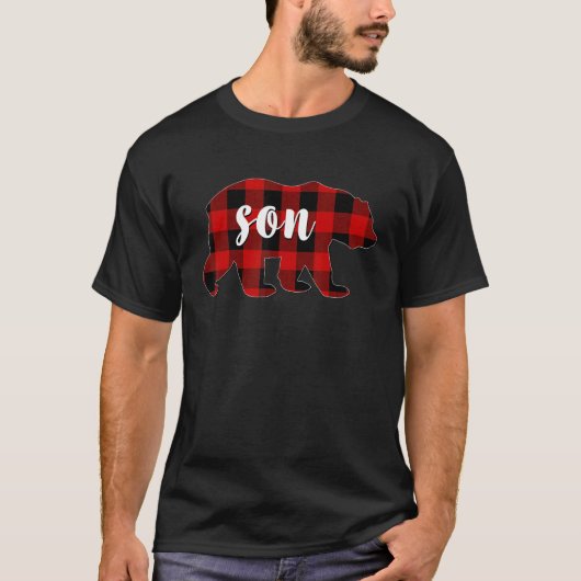 Red Plaid Son Bear Matching Family Buffalo Christm T-Shirt (Vorderseite)