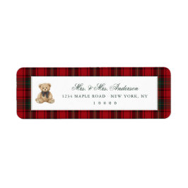 Red Plaid Teddy Bear Christmas