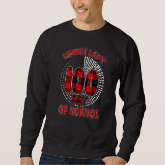 Red Plaid Typography 100th day of School Lunch Lad Sweatshirt