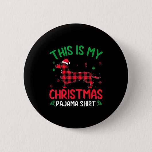 Red Plaid Ugly This Is My Dachshund Dog Christmas Button (Vorderseite)