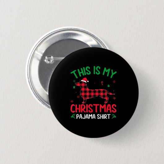 Red Plaid Ugly This Is My Dachshund Dog Christmas Button (Vorne & Hinten)