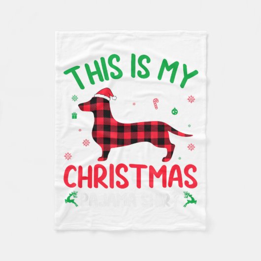 Red Plaid Ugly This Is My Dachshund Dog Christmas  Fleecedecke (Vorderseite)