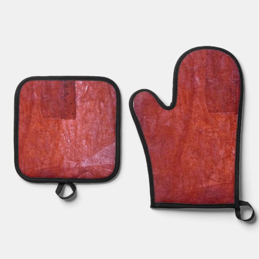 Red plain art pot holder and oven mitt,Red tomato Ofenhandschuh & Topflappen-Set (Vorderseite)