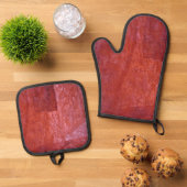 Red plain art pot holder and oven mitt,Red tomato Ofenhandschuh & Topflappen-Set (Oben Unten)