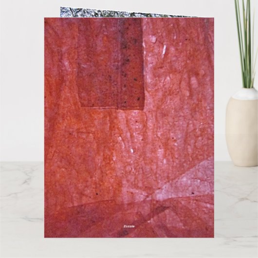 Red plain textured Folded Greeting Card,Ordinary  Karte (Rückseite)