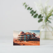 Red Planet Mansion - AI Futuristic Wüste Villa Visitenkarte (Stehend Vorderseite)