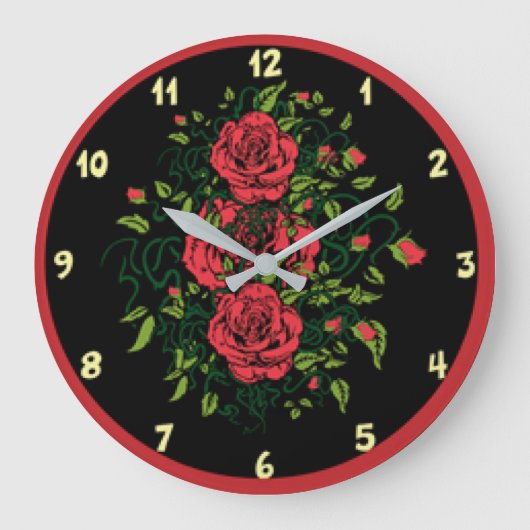 Red Plate Florah Große Wanduhr (Vorderseite)