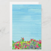 Red Platterbsen Blue Lined Briefpapier (Vorne/Hinten)