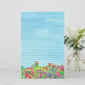 Red Platterbsen Blue Lined Briefpapier (Stehend Vorderseite)