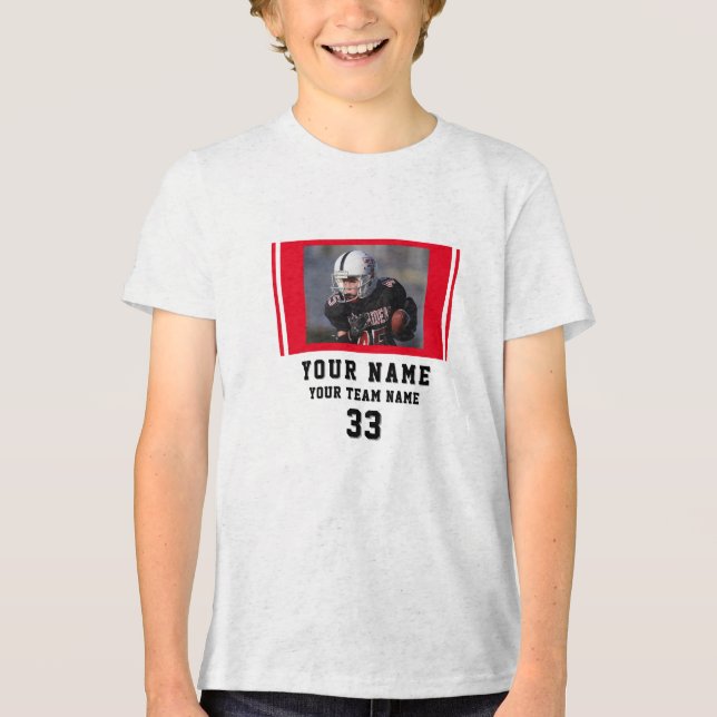 Red Player Name Number Team Foto Tri-Blend Shirt (Vorderseite)