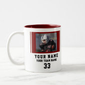 Red Player Name Number Team Photo Zweifarbige Tasse (Links)