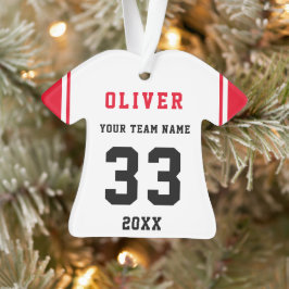 Red Player Name Number Team Sports Kids Keepe Ornament
