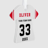 Red Player Name Number Team Sports Kids Keepe Ornament (Vorderseite)