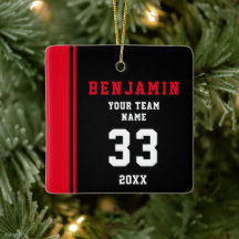 Red Player Name Number Team Sports Kids Keeper