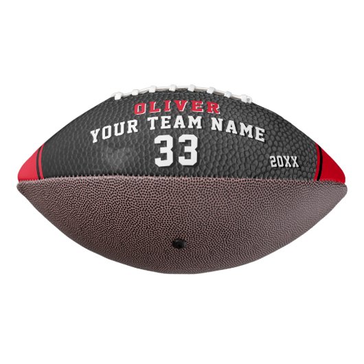 Red PlayerNumber Team-Foto aus schwarzem Leder Football (Gedreht 270)