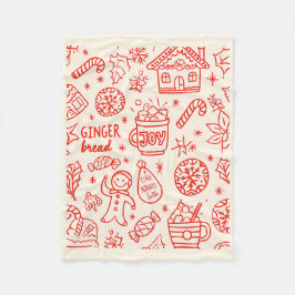 Red Playful Hand Drawn Doodle Whimsical Weihnachte Fleecedecke